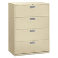 HON Brigade 600 Series Lateral File, 4 Legal/Letter-Size File Drawers, Putty, 42" x 18" x 52.5"
