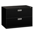 HON Brigade 600 Series Lateral File, 2 Legal/Letter-Size File Drawers, Black, 42" x 18" x 28"