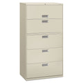 HON Brigade 600 Series Lateral File, 4 Legal/Letter-Size File Drawers, 1 Roll-Out File Shelf, Light Gray, 36" x 18" x 64.25"