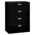HON Brigade 600 Series Lateral File, 4 Legal/Letter-Size File Drawers, Black, 42" x 18" x 52.5"