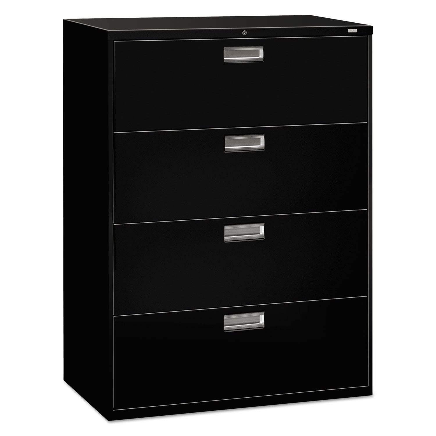 HON Brigade 600 Series Lateral File, 4 Legal/Letter-Size File Drawers, Black, 42" x 18" x 52.5"