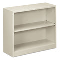 HON Metal Bookcase, Two-Shelf, 34.5w x 12.63d x 29h, Light Gray