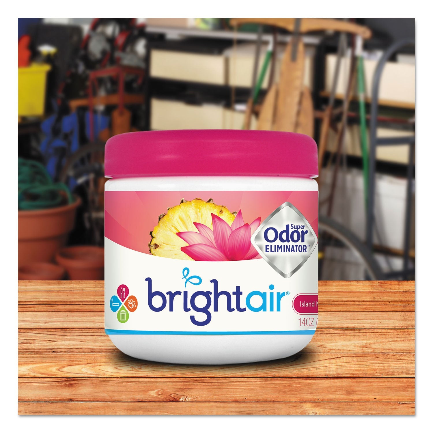 BRIGHT Air Super Odor Eliminator, Island Nectar and Pineapple, Pink, 14 oz Jar