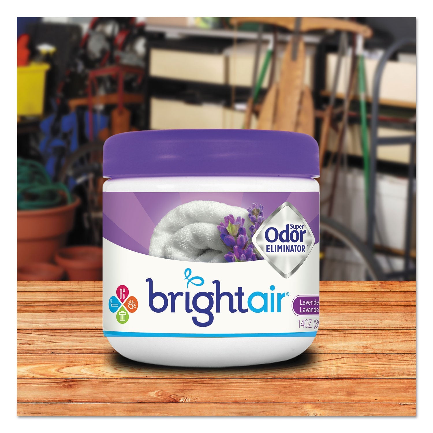 BRIGHT Air Super Odor Eliminator, Lavender and Fresh Linen, Purple, 14 oz Jar