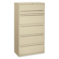 HON Brigade 700 Series Lateral File, 4 Legal/Letter-Size File Drawers, 1 File Shelf, 1 Post Shelf, Putty, 36" x 18" x 64.25"