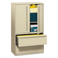 HON Brigade 700 Series Lateral File, Three-Shelf Enclosed Storage, 2 Legal/Letter-Size File Drawers, Putty, 42" x 18" x 64.25"