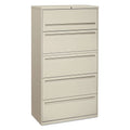 HON Brigade 700 Series Lateral File, 4 Legal/Letter-Size File Drawers, 1 File Shelf, 1 Post Shelf, Light Gray, 36" x 18" x 64.25"