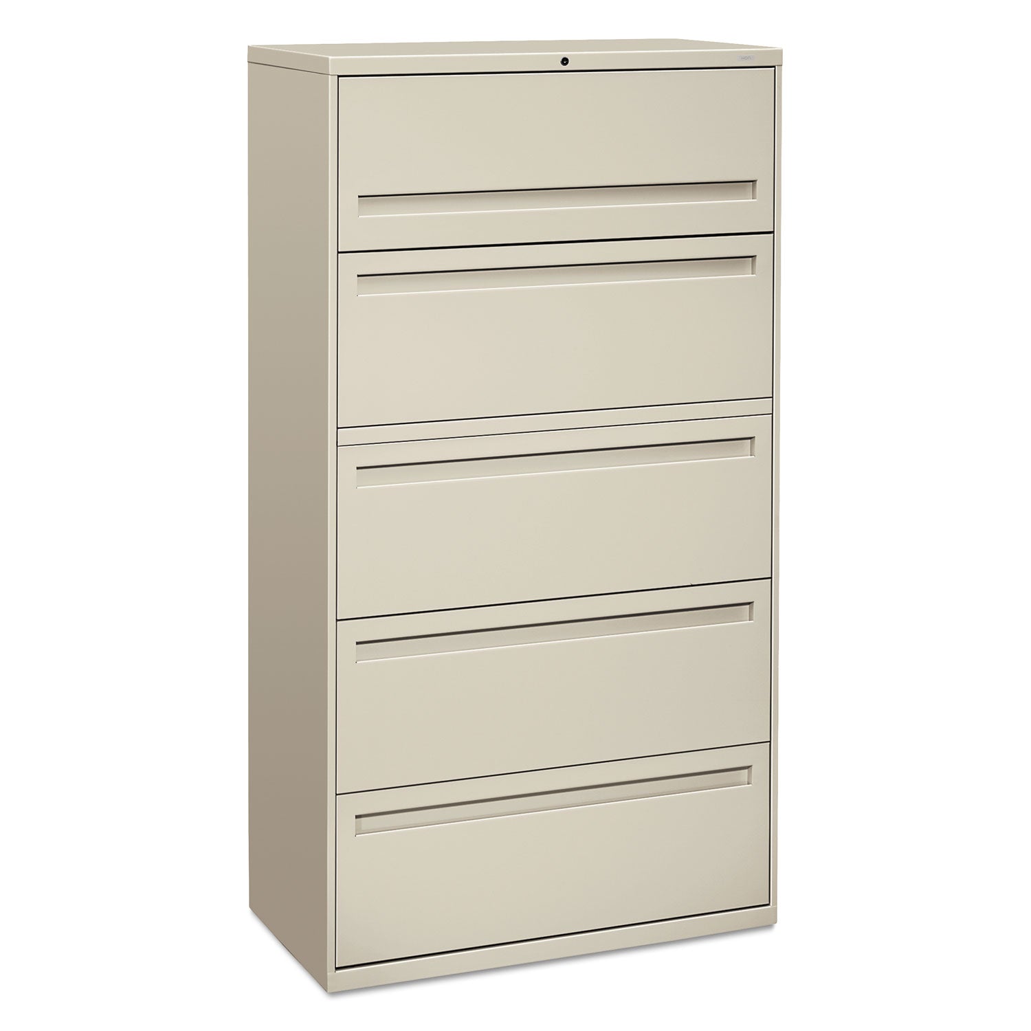 HON Brigade 700 Series Lateral File, 4 Legal/Letter-Size File Drawers, 1 File Shelf, 1 Post Shelf, Light Gray, 36" x 18" x 64.25"