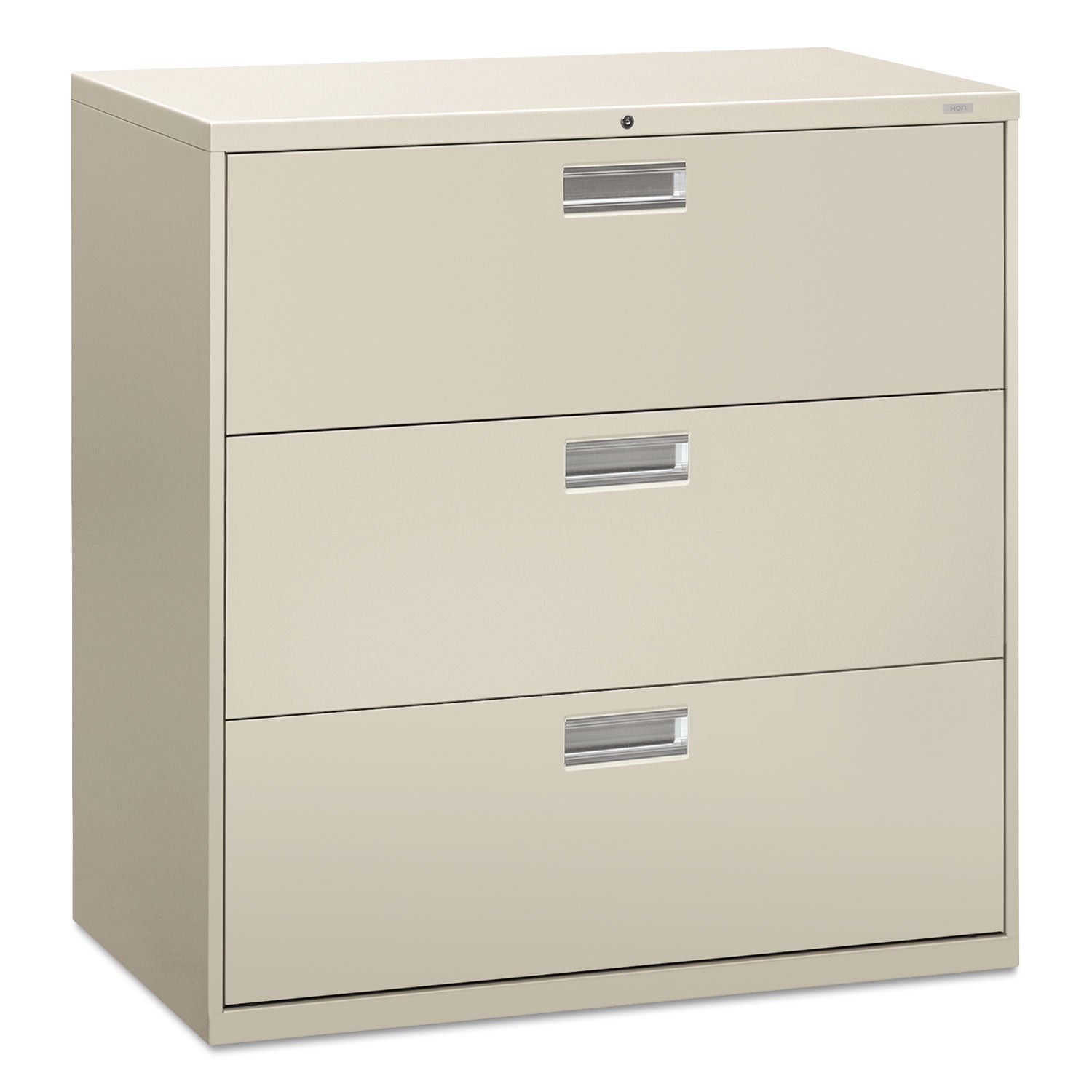 HON Brigade 600 Series Lateral File, 3 Legal/Letter-Size File Drawers, Light Gray, 42" x 18" x 39.13"