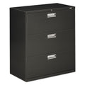 HON Brigade 600 Series Lateral File, 3 Legal/Letter-Size File Drawers, Charcoal, 36" x 18" x 39.13"