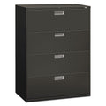 HON Brigade 600 Series Lateral File, 4 Legal/Letter-Size File Drawers, Charcoal, 42" x 18" x 52.5"