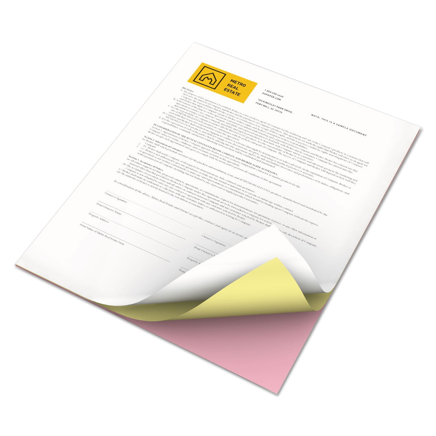 xerox Vitality Multipurpose Carbonless 3-Part Paper, 8.5 x 11, Canary/Pink/White, 5,010/Carton