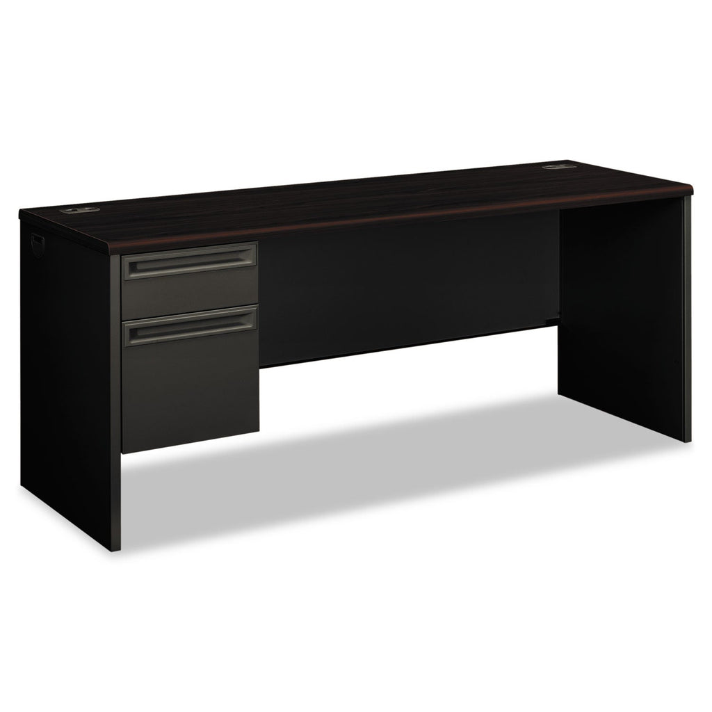 HON 38000 Series Left Pedestal Credenza, 72w x 24d x 29.5h, Mahogany/Charcoal