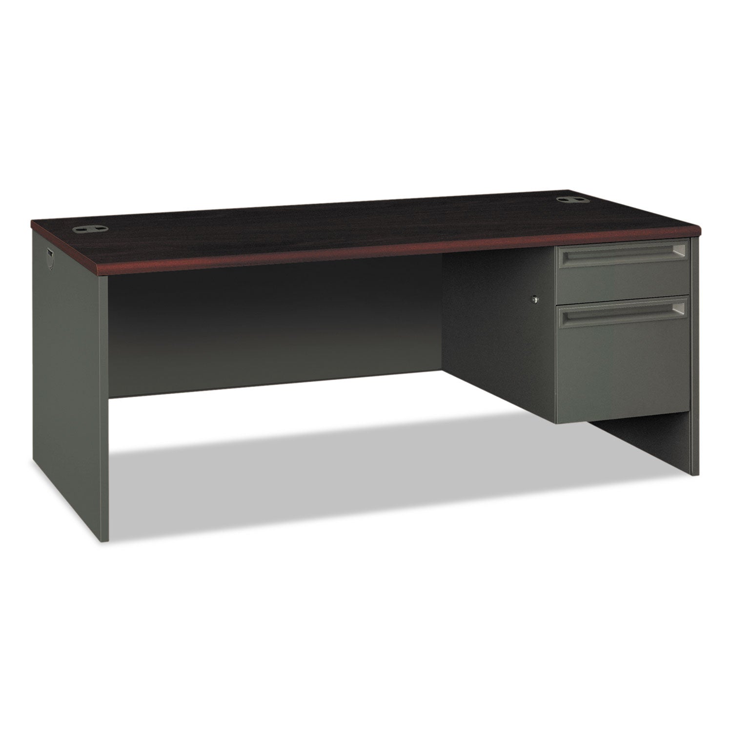 HON 38000 Series Right Pedestal Desk, 72" x 36" x 29.5", Mahogany/Charcoal