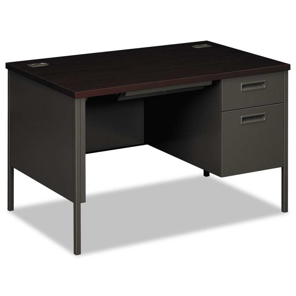 HON Metro Classic Series Right Pedestal Desk, 48" x 30" x 29.5", Mahogany/Charcoal
