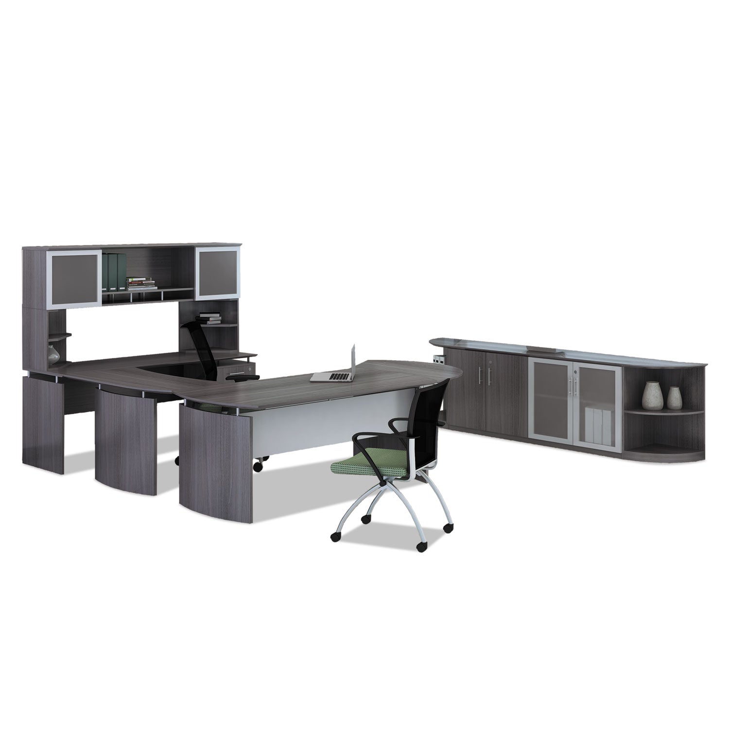 Safco Medina Series Laminate Curved Desk Top, 72" x 36", Gray Steel