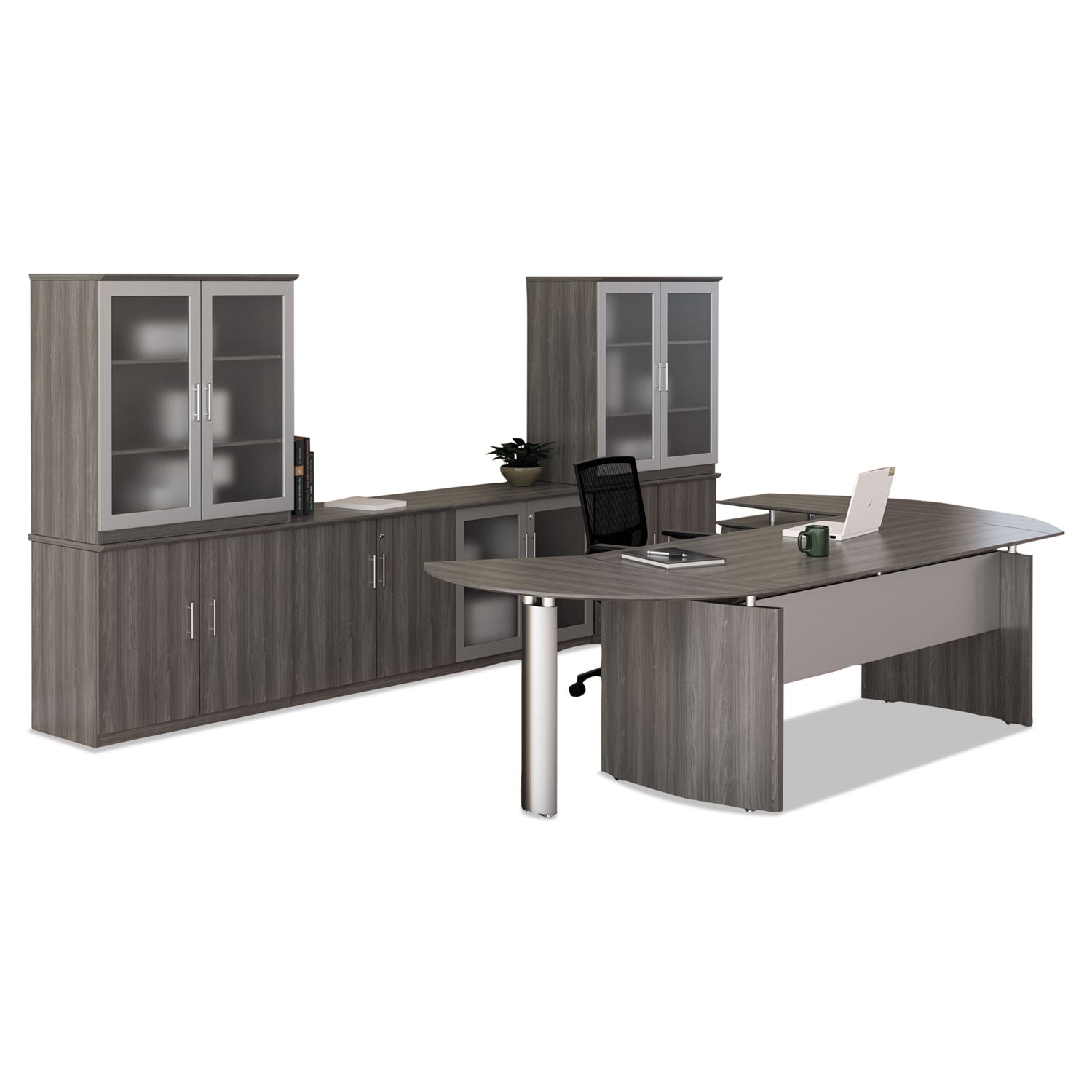 Safco Medina Series Laminate Curved Desk Top, 72" x 36", Gray Steel