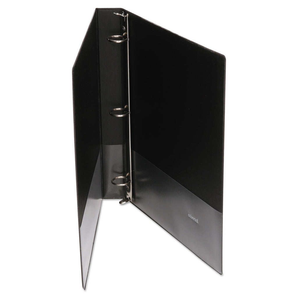 Universal Economy Non-View Round Ring Binder, 3 Rings, 0.5" Capacity, 11 x 8.5, Black