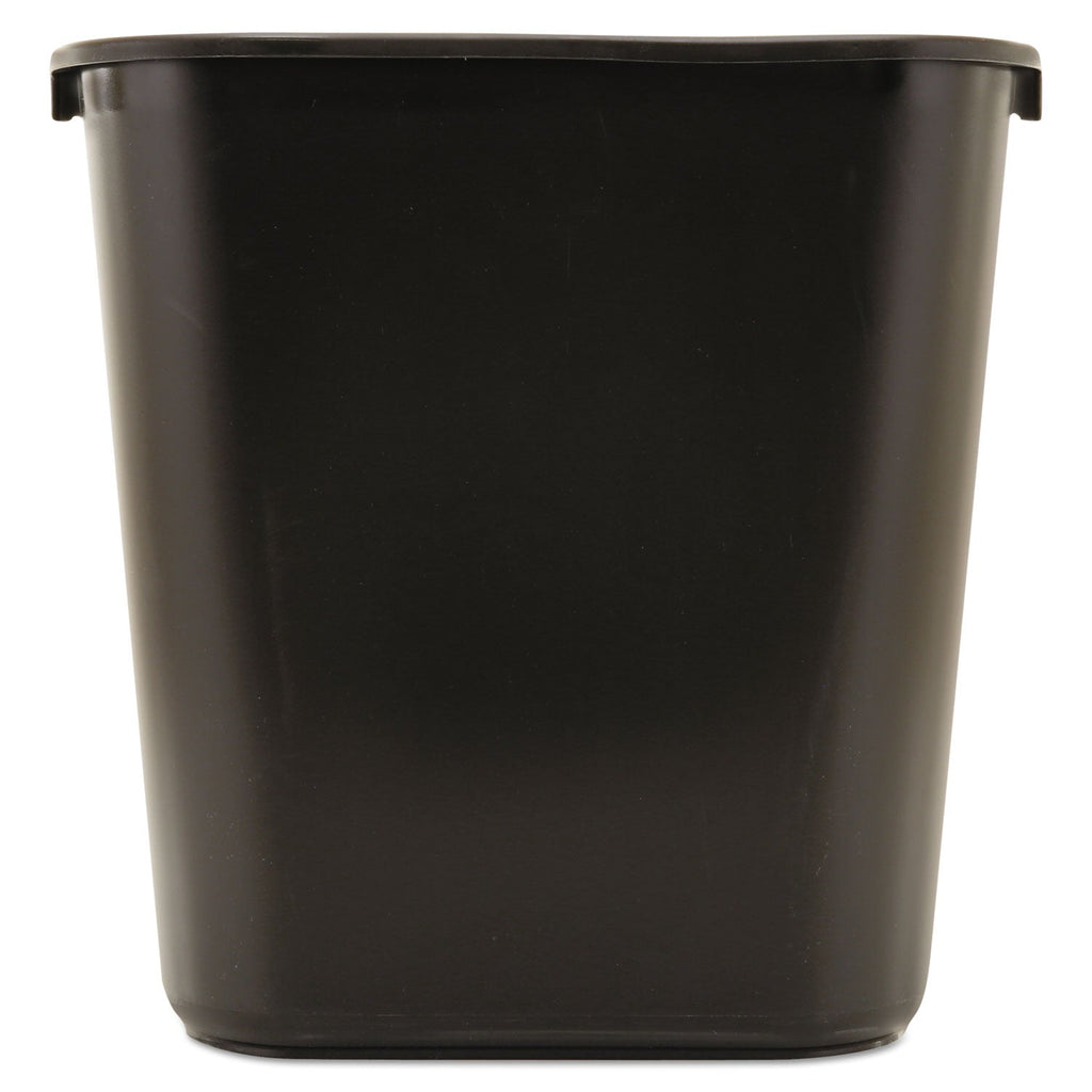 Rubbermaid Deskside Plastic Wastebasket, Rectangular, 7 gal, Black