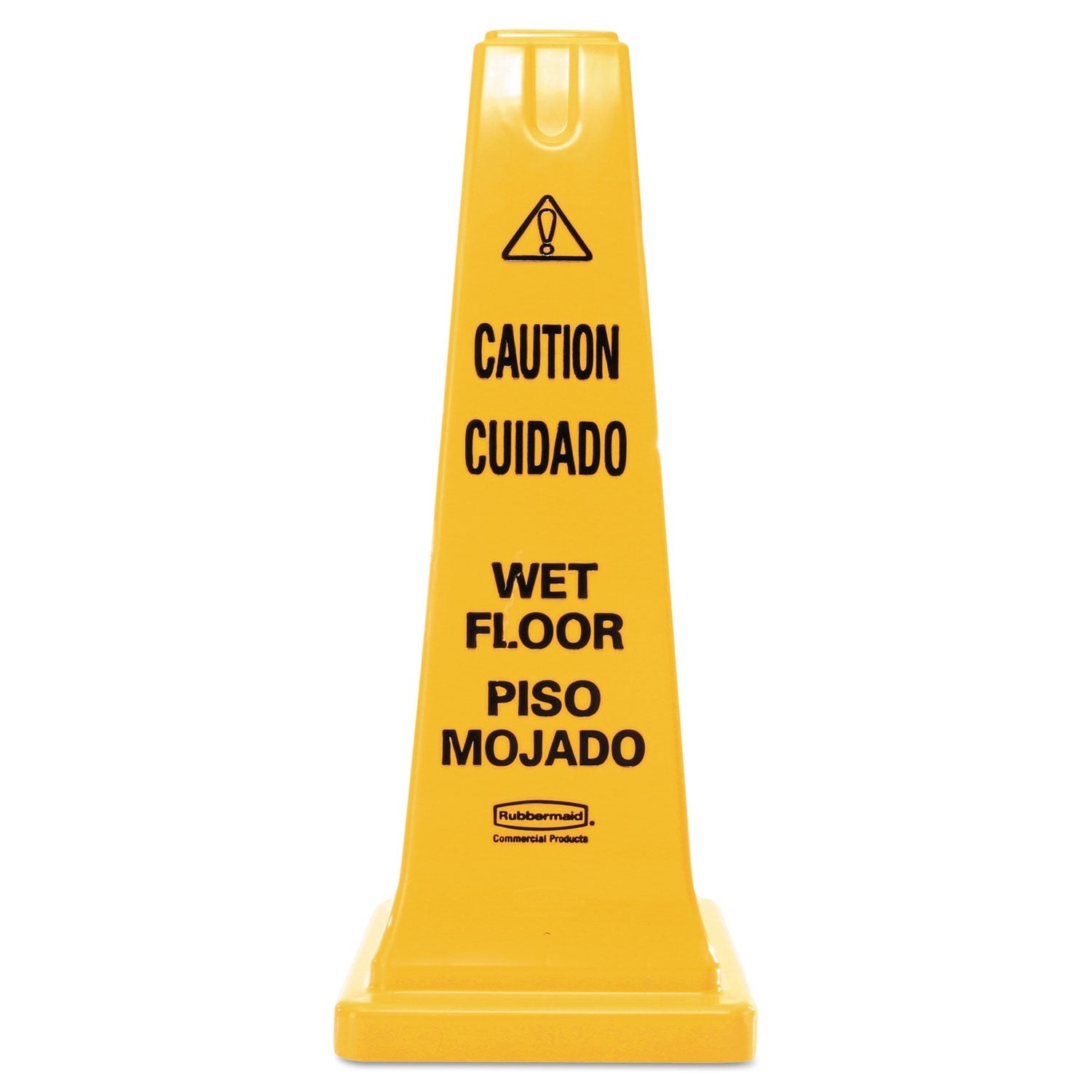 Rubbermaid Multilingual Wet Floor Safety Cone, 10.55 x 10.5 x 25.63, Yellow