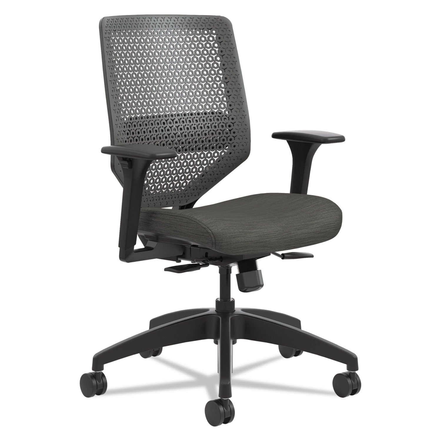 HON Solve Series ReActiv Back Task Chair, Supports Up to 300 lb, 18" to 23" Seat Height, Ink Seat, Charcoal Back, Black Base
