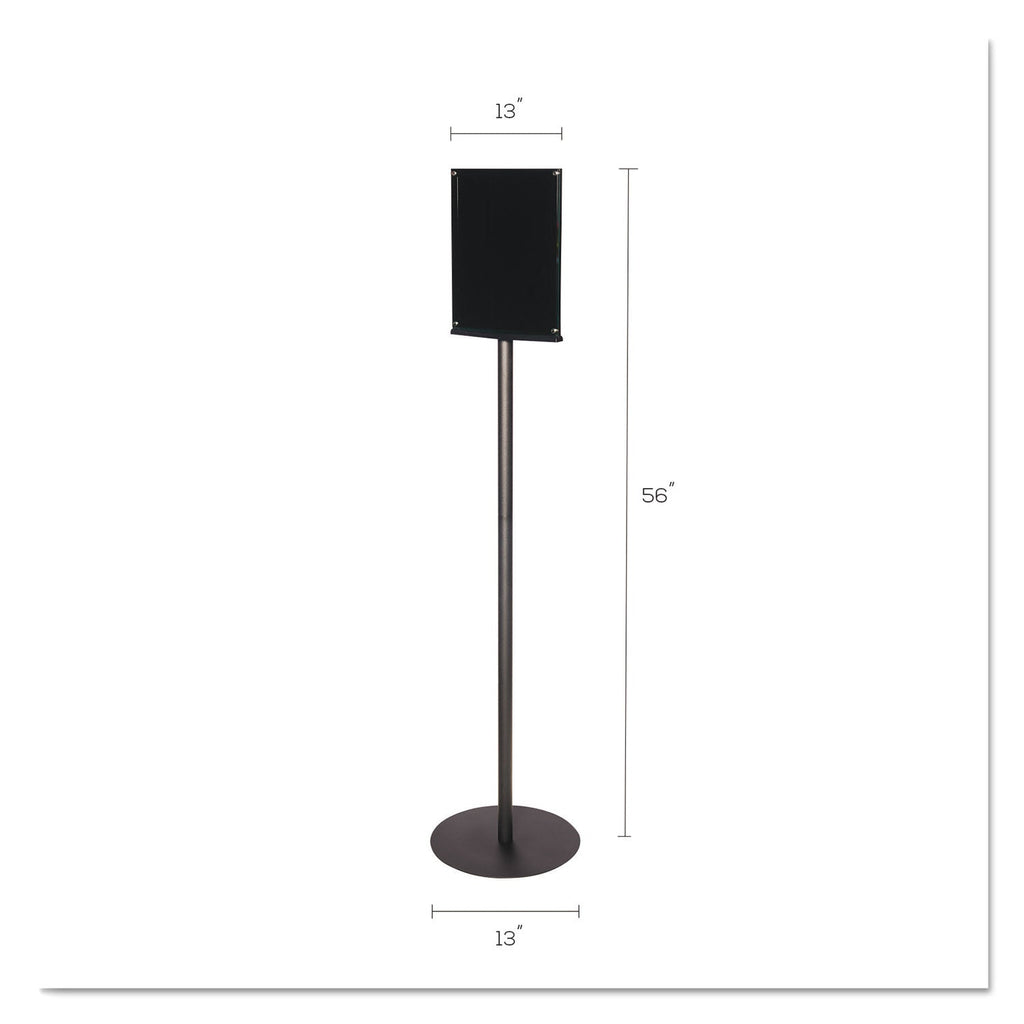 deflecto Double-Sided Magnetic Sign Display, 8.5 x 11 Insert, 56" Tall, Clear/Black