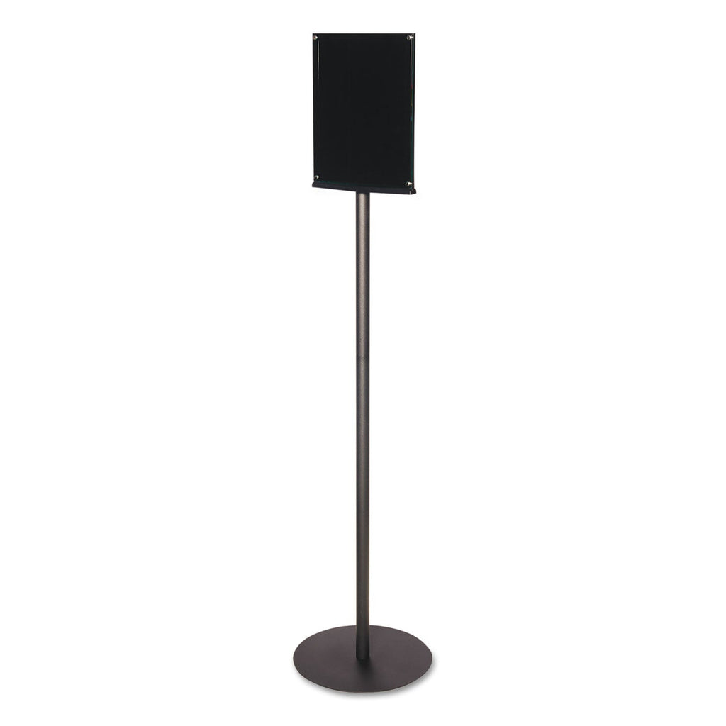 deflecto Double-Sided Magnetic Sign Display, 8.5 x 11 Insert, 56" Tall, Clear/Black