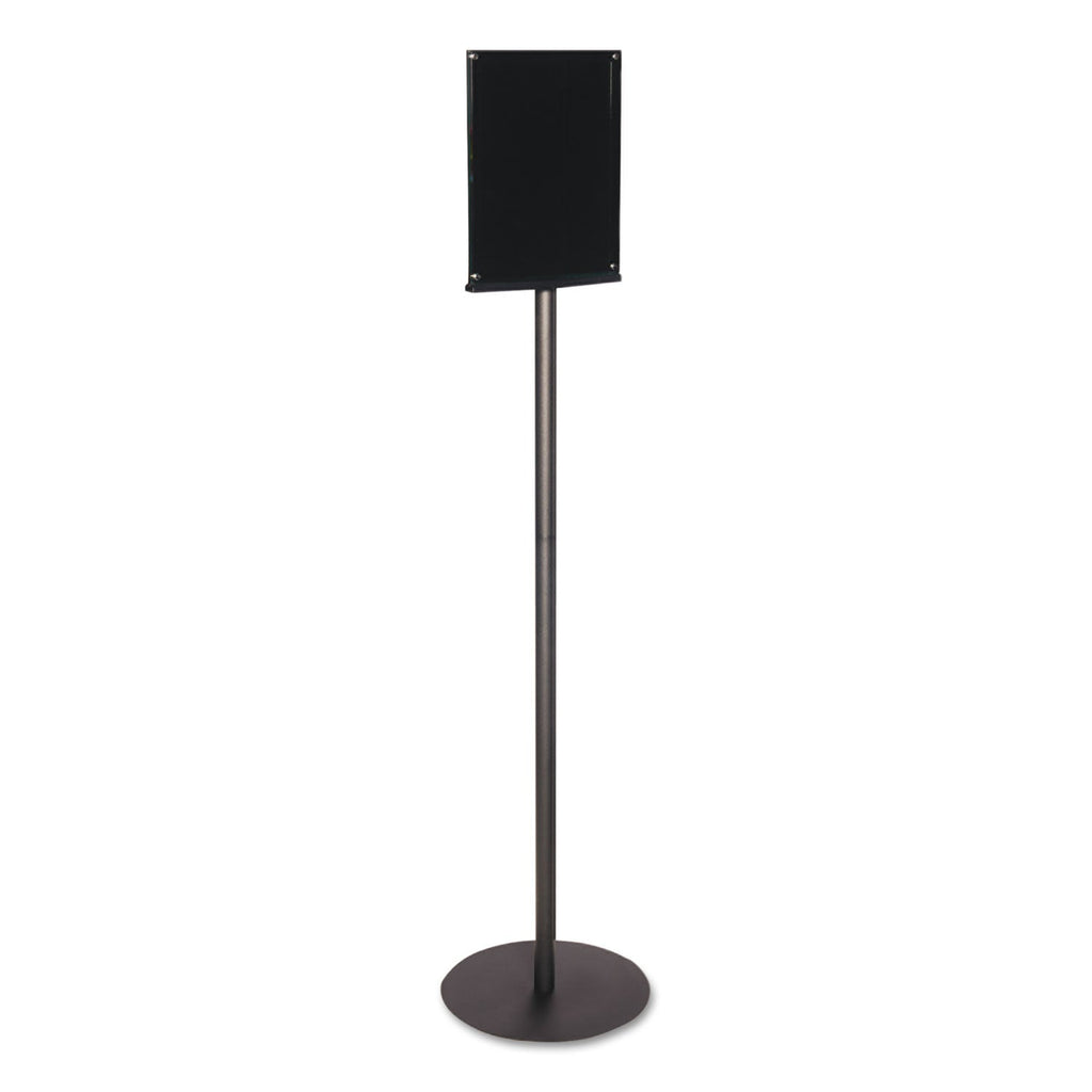 deflecto Double-Sided Magnetic Sign Display, 8.5 x 11 Insert, 56" Tall, Clear/Black