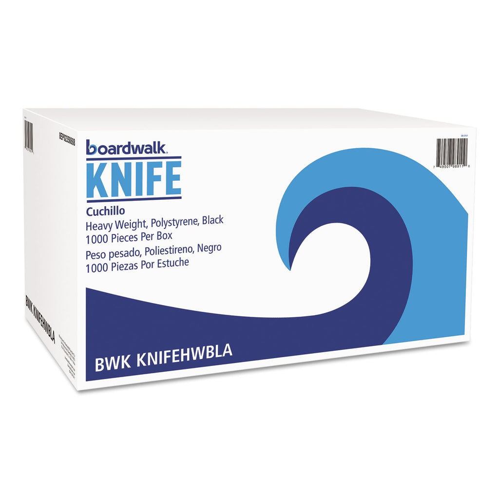 Boardwalk Heavyweight Polystyrene Cutlery, Knife, Black, 1000/Carton