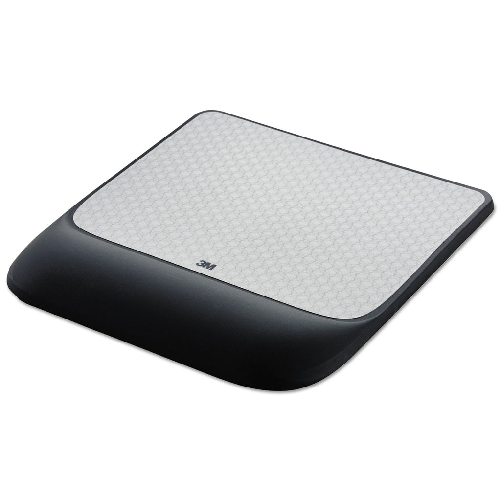 3M Mouse Pad with Precise Mousing Surface and Gel Wrist Rest, 8.5 x 9, Gray/Black