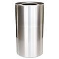 Rubbermaid 2-Piece Open Top Indoor Receptacle, Round, with Liner, 35 gal, Satin Aluminum