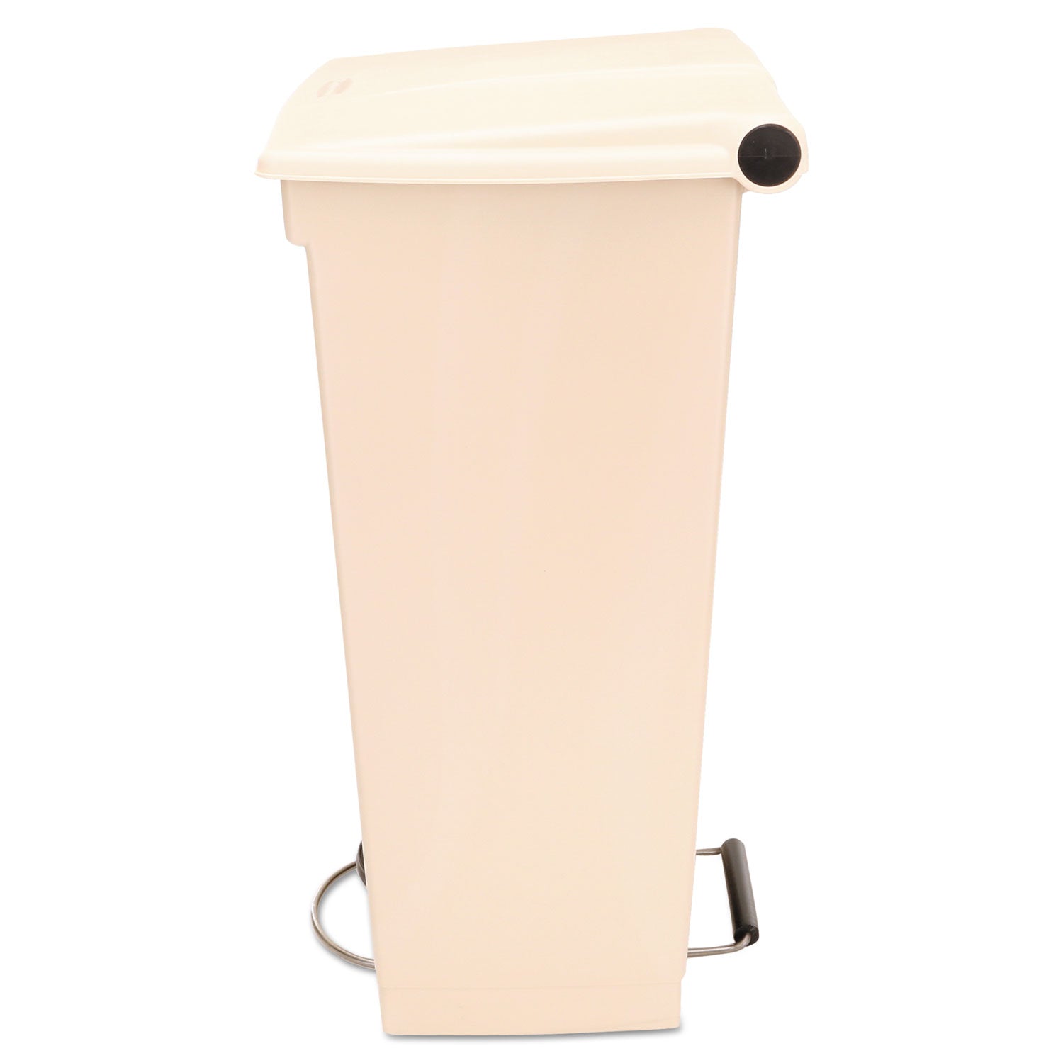 Rubbermaid Step-On Receptacle with Wheels, Rectangular, Polyethylene, 23 gal, Beige