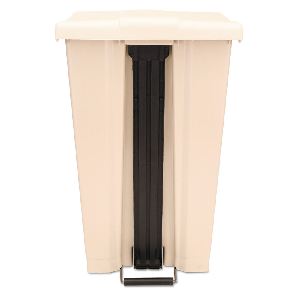 Rubbermaid Step-On Receptacle with Wheels, Rectangular, Polyethylene, 23 gal, Beige
