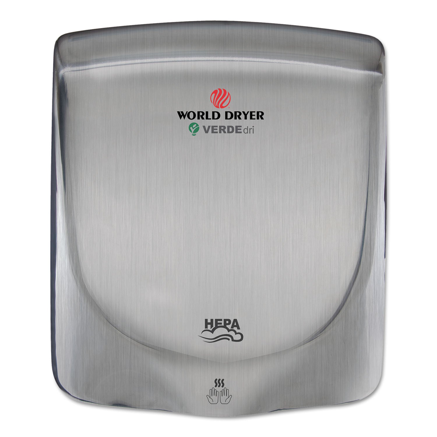 WORLD DRYER VERDEdri Hand Dryer, 110-240 V, 13.38 x 11.75 x 4, Stainless Steel, Brushed