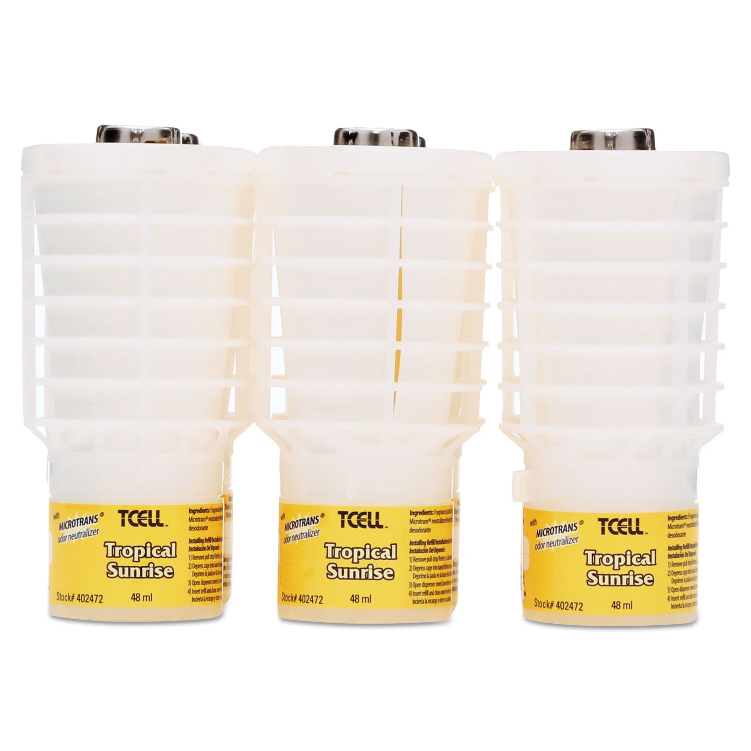 Rubbermaid TCell Microtrans Odor Neutralizer Refill, Tropical Sunrise, 48 mL, 6/Carton