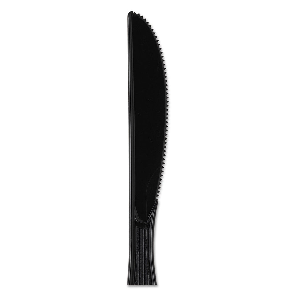 Dixie Plastic Cutlery, Heavy Mediumweight Knives, Black, 1,000/Carton