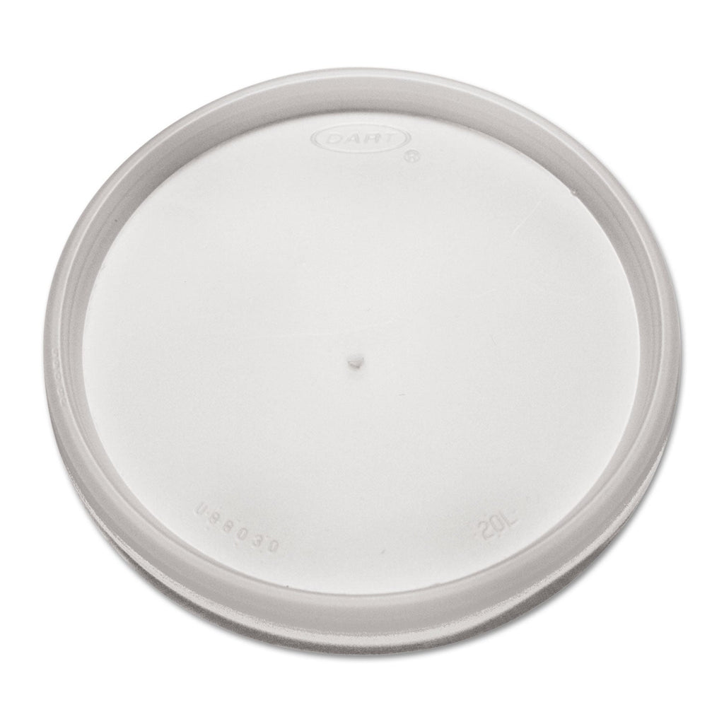 Dart Plastic Lids for Foam Cups, Bowls and Containers, Flat, Vented, Fits 6-32 oz, Translucent, 100/Pack, 10 Packs/Carton