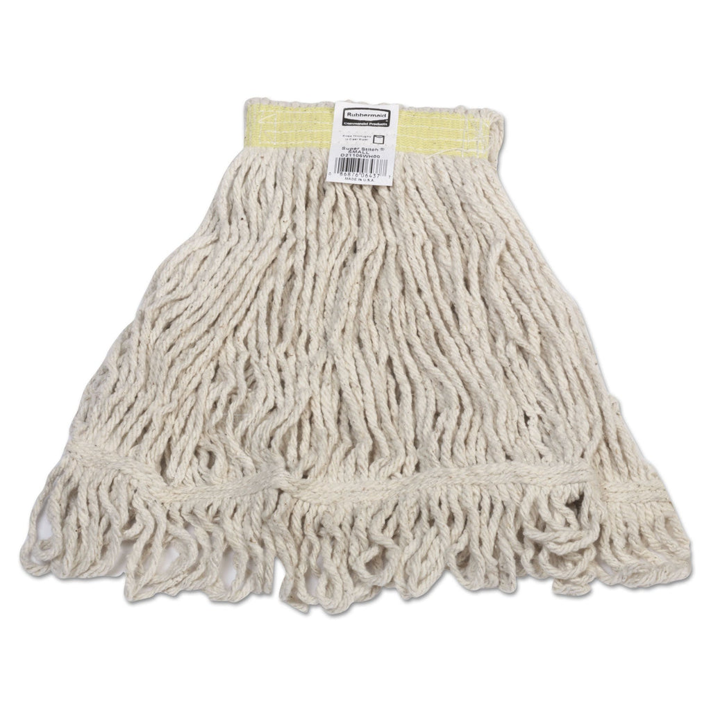 Rubbermaid Super Stitch Blend Mop, Cotton/Synthetic, Small, White, 6/Carton