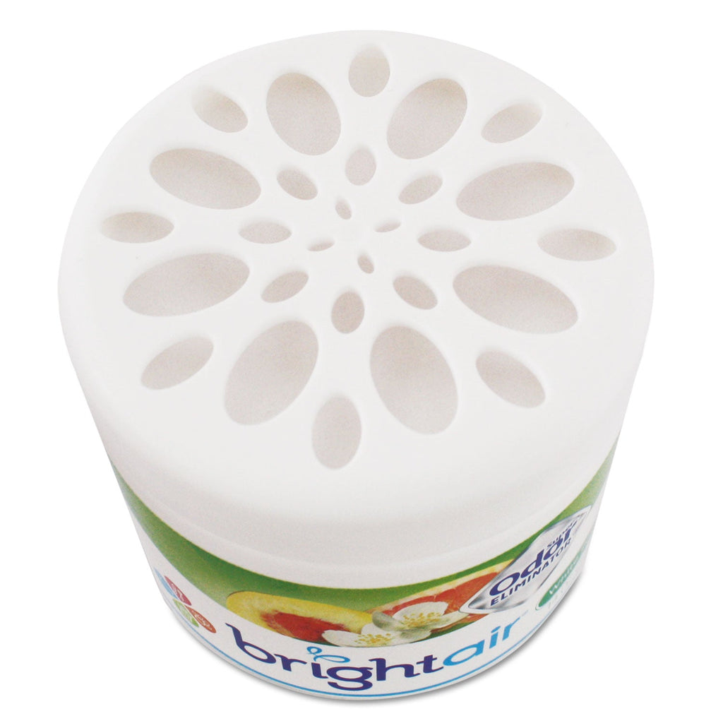 BRIGHT Air Super Odor Eliminator, White Peach and Citrus, 14 oz Jar, 6/Carton