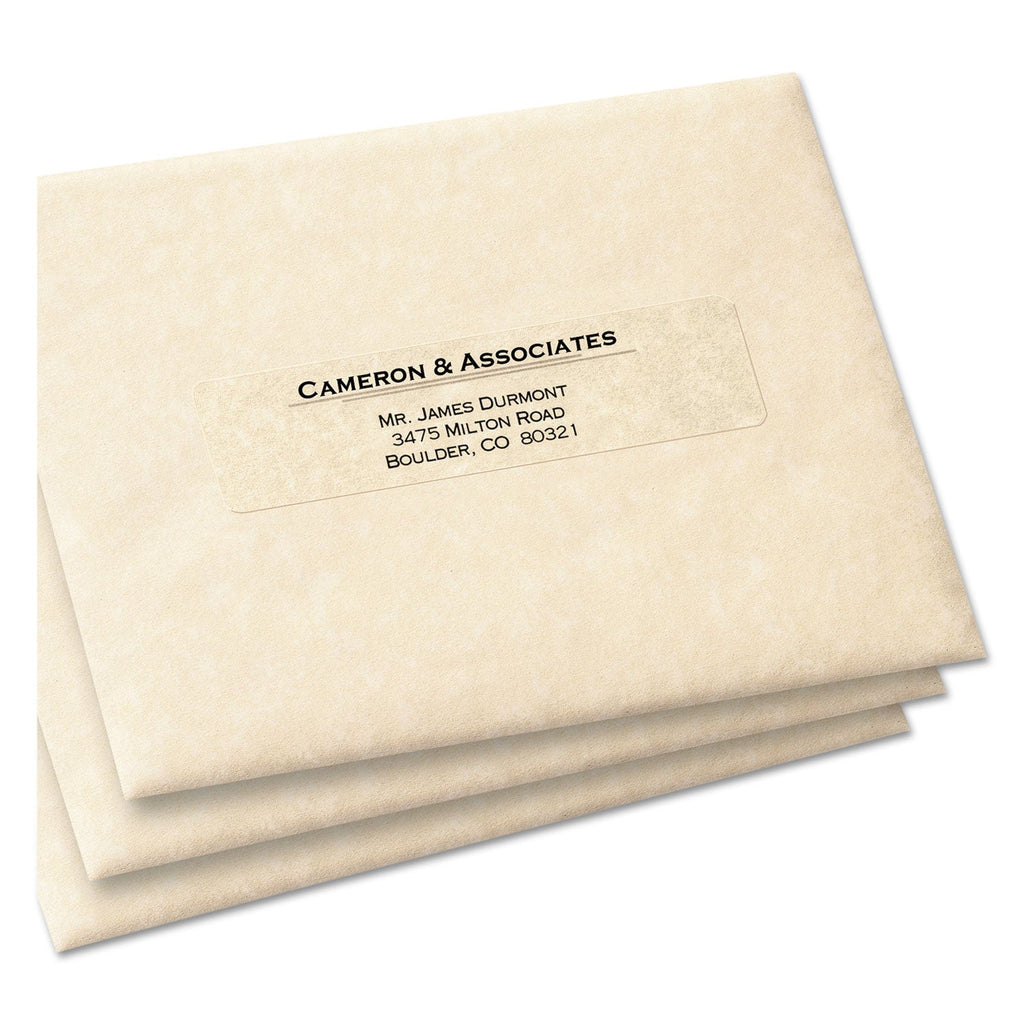 Avery Matte Clear Easy Peel Mailing Labels w/ Sure Feed Technology, Laser Printers, 1 x 4, Clear, 20/Sheet, 50 Sheets/Box