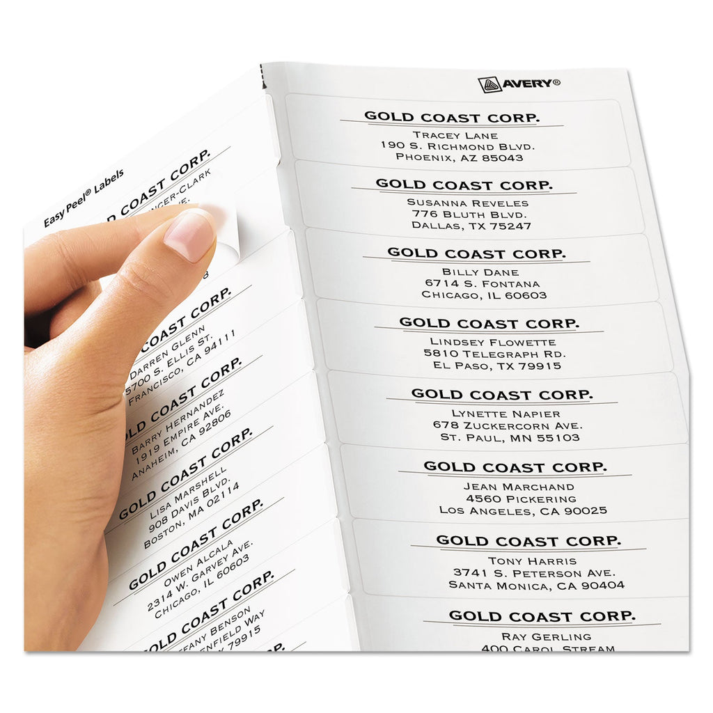 Avery Matte Clear Easy Peel Mailing Labels w/ Sure Feed Technology, Laser Printers, 1 x 4, Clear, 20/Sheet, 50 Sheets/Box