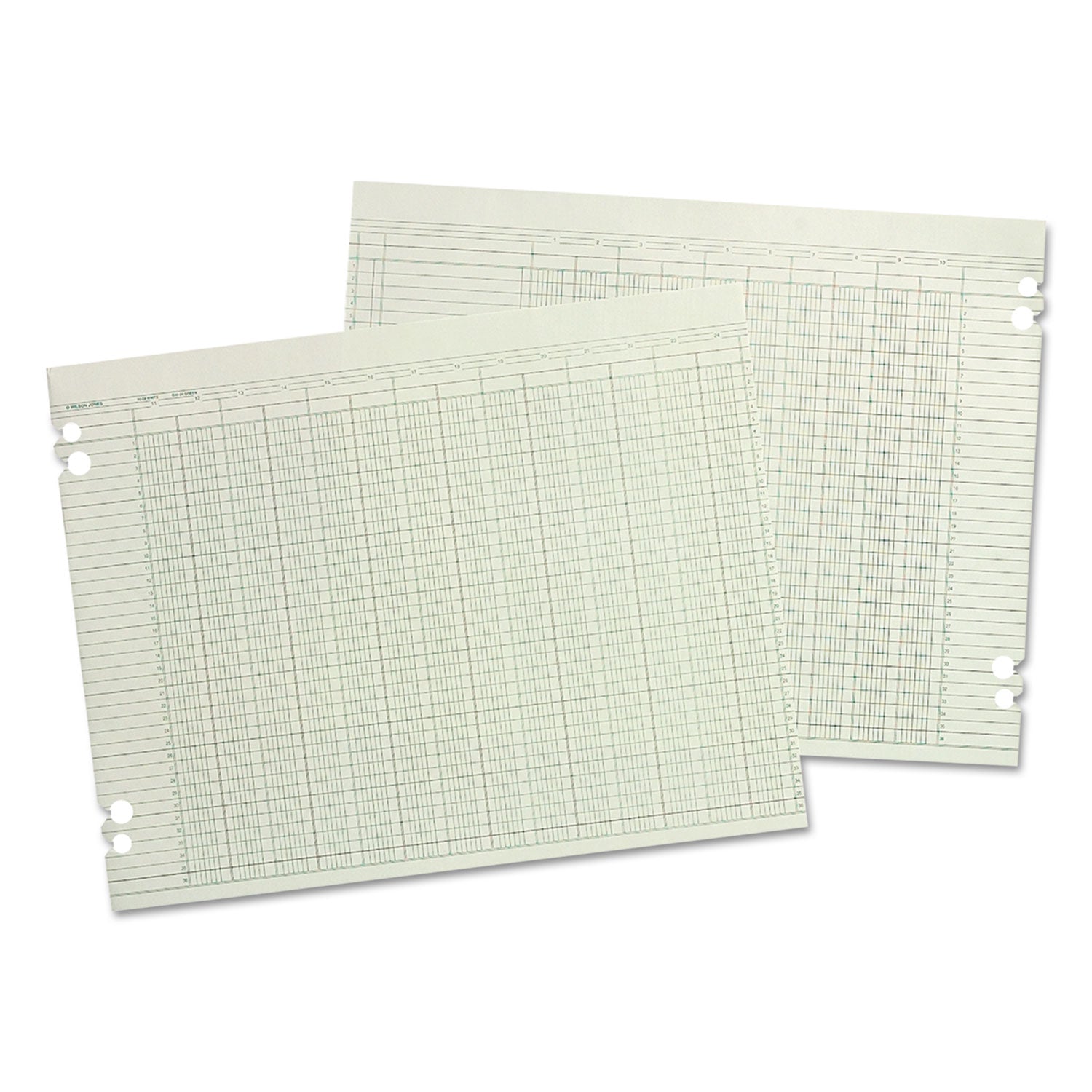 Wilson Jones Accounting Sheets, 36 Columns, 11 x 17, Green, Loose Sheet, 100/Pack