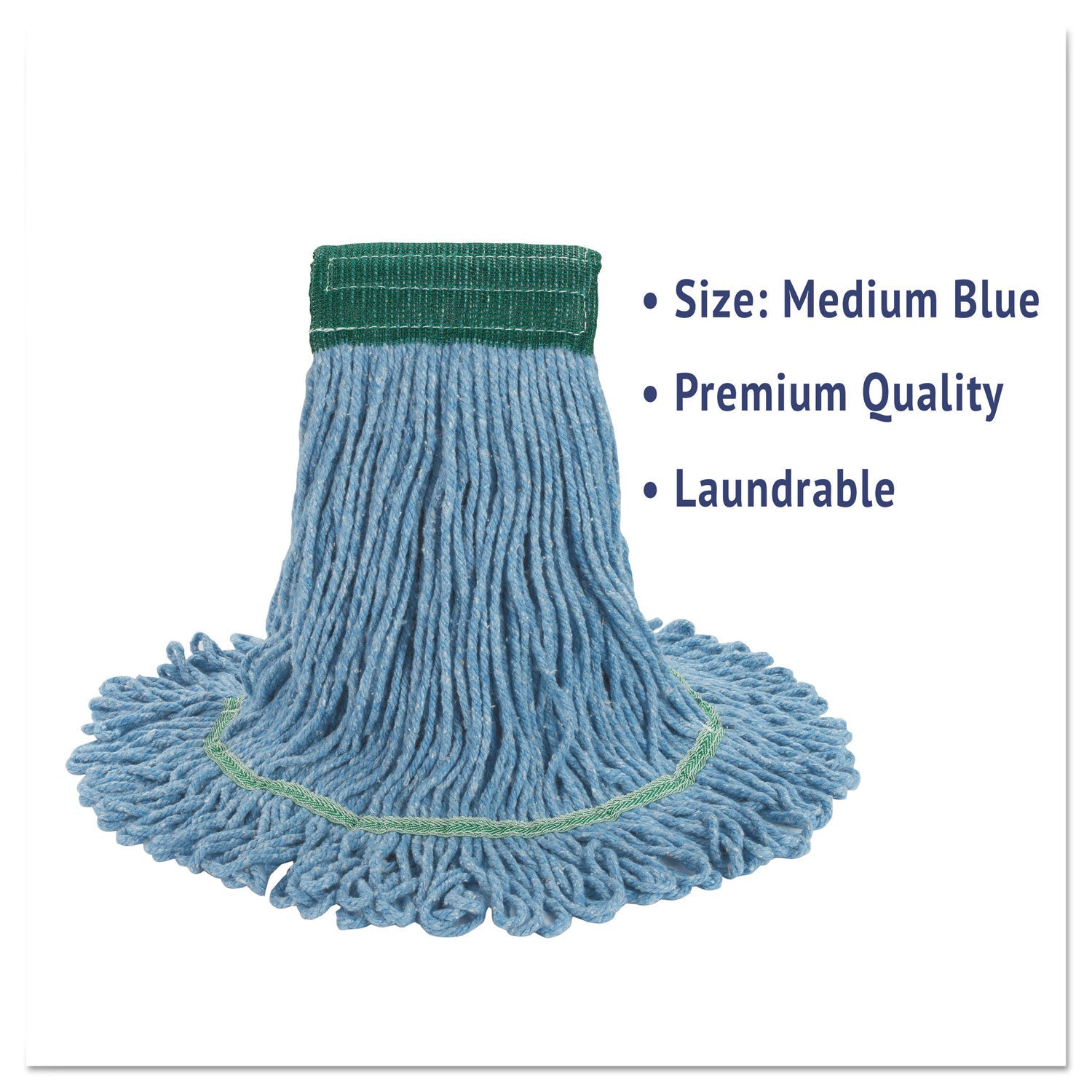 Boardwalk Super Loop Wet Mop Head, Cotton/Synthetic Fiber, 5" Headband, Medium Size, Blue, 12/Carton