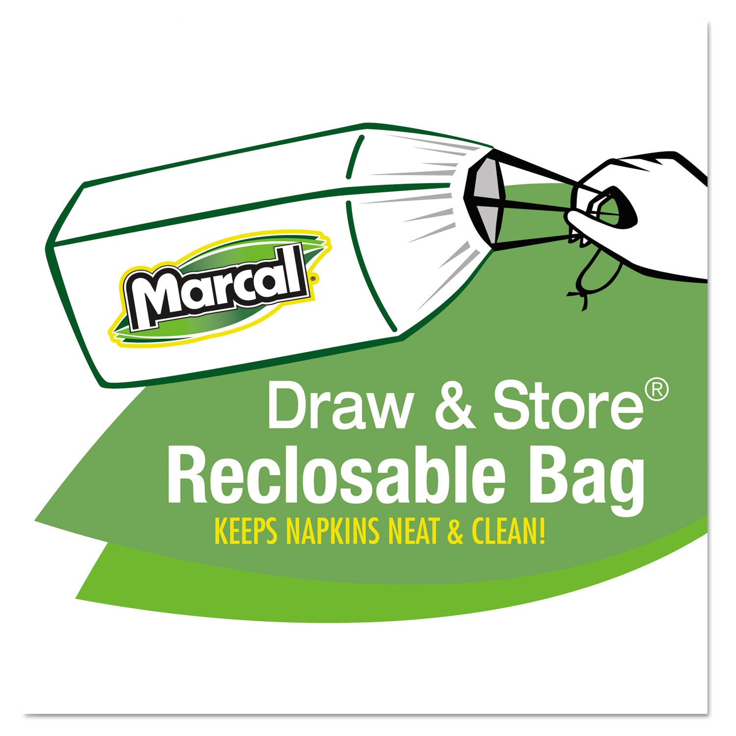 Marcal 100% Recycled Lunch Napkins, 1-Ply, 11.4 x 12.5, White, 400/Pack