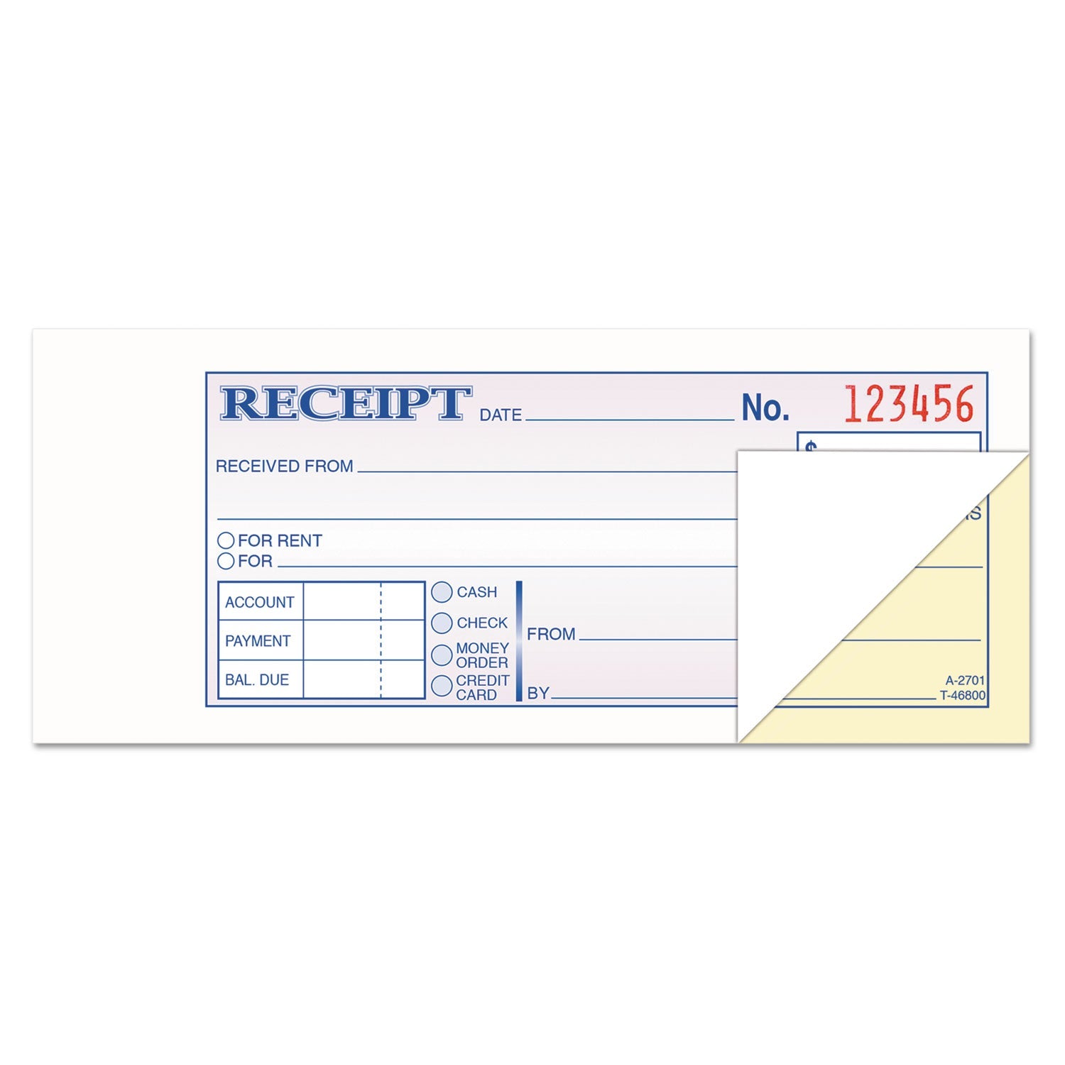 TOPS Money and Rent Receipt Books, Two-Part Carbonless, 2.75 x 7.19, 1/Page, 100 Forms