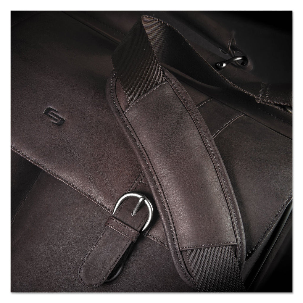 Solo Executive Leather Briefcase, Fits Devices Up to 16", Leather, 16.5 x 5 x 13, Espresso