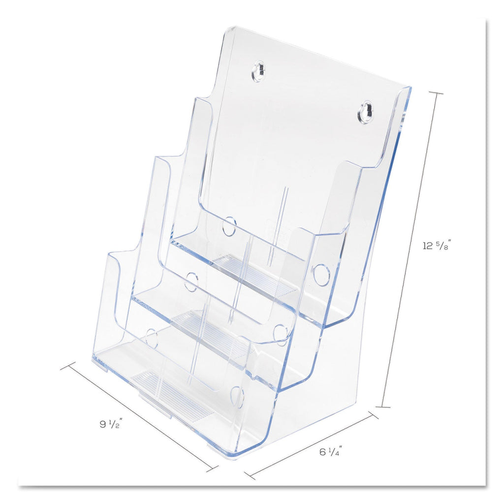 deflecto 3-Compartment DocuHolder, Magazine Size, 9.5w x 6.25d x 12.63, Clear