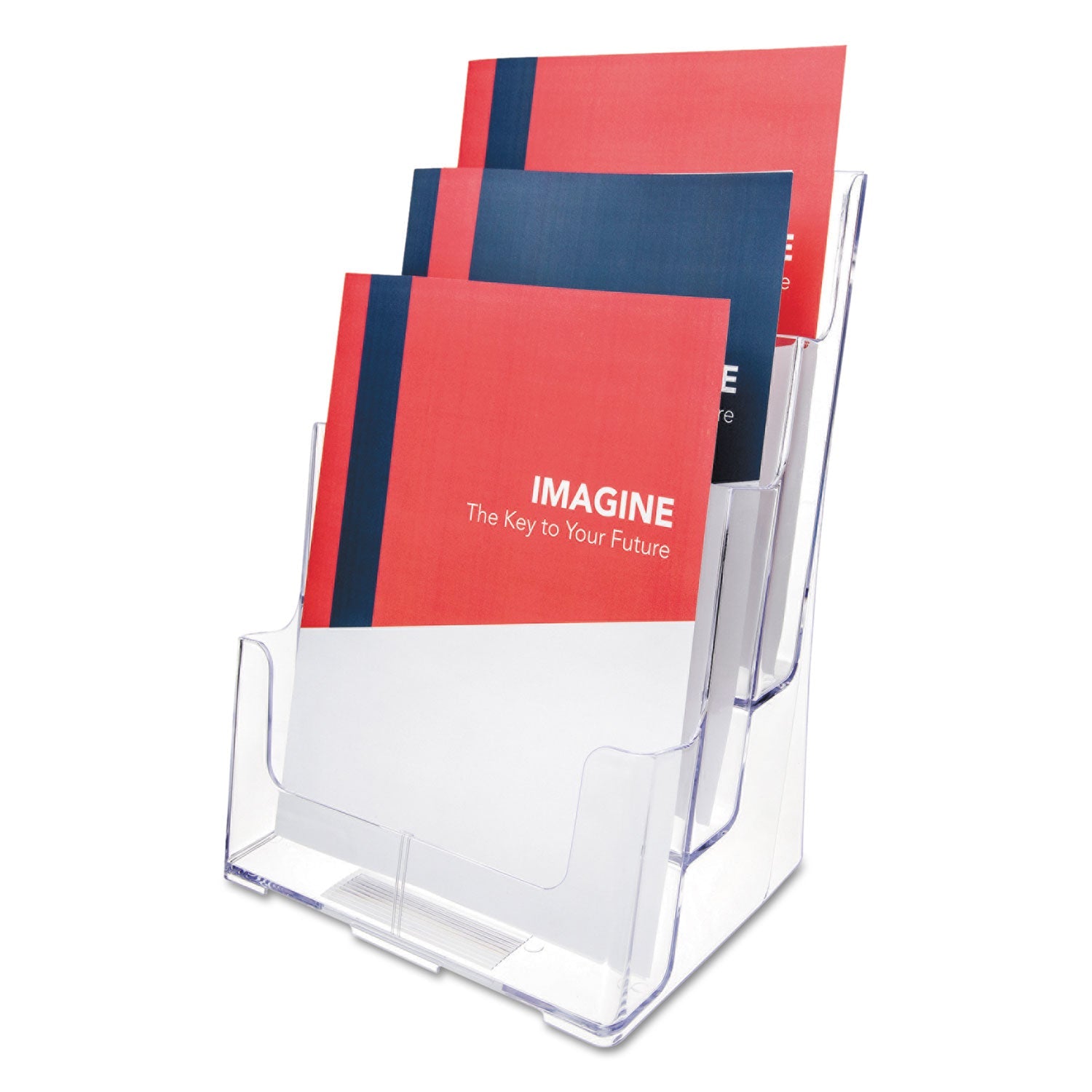 deflecto 3-Compartment DocuHolder, Magazine Size, 9.5w x 6.25d x 12.63, Clear