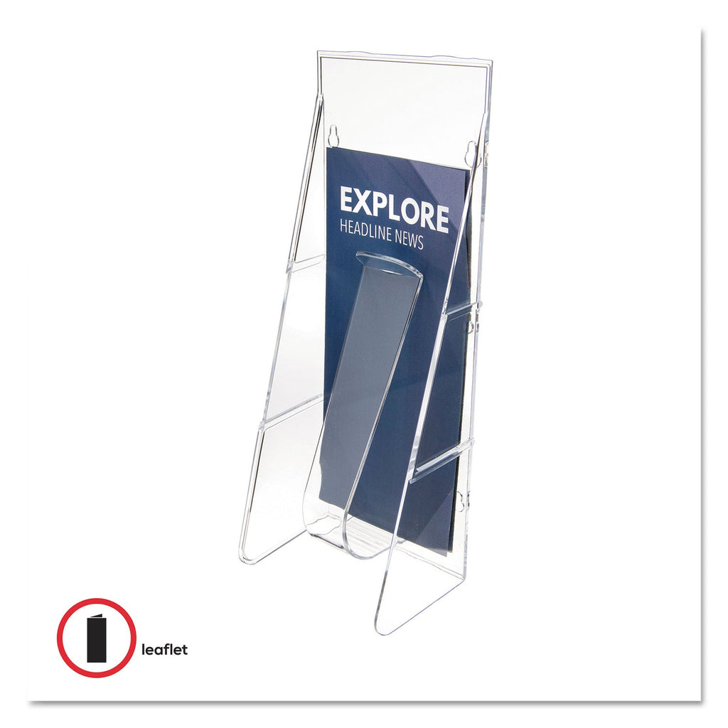 deflecto Stand-Tall Wall-Mount Literature Rack, Leaflet, 4.56w x 3.25d x 11.88h, Clear
