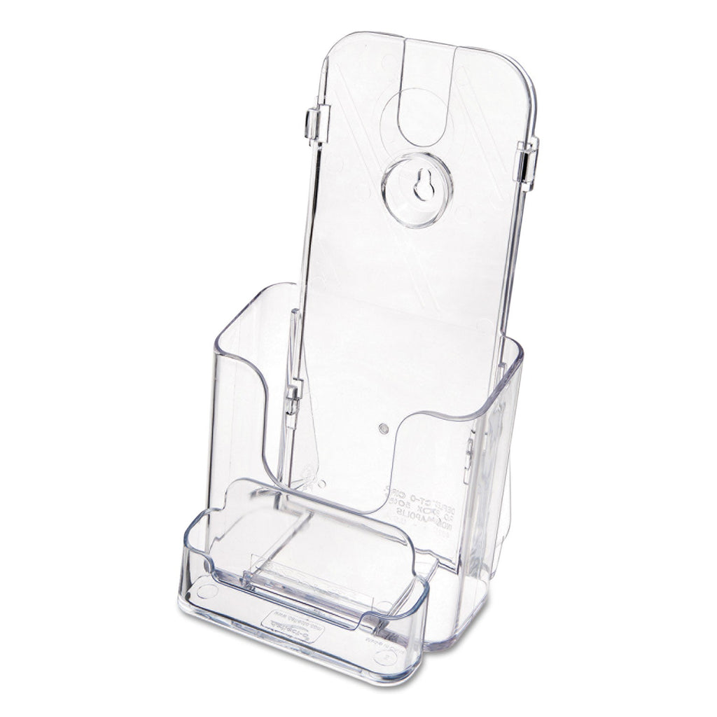 deflecto DocuHolder for Countertop/Wall-Mount w/Card Holder, 4.38w x 4.25d x 7.75h, Clear